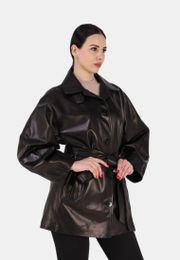 Кожаный куртка женская натуральная удлиненная
