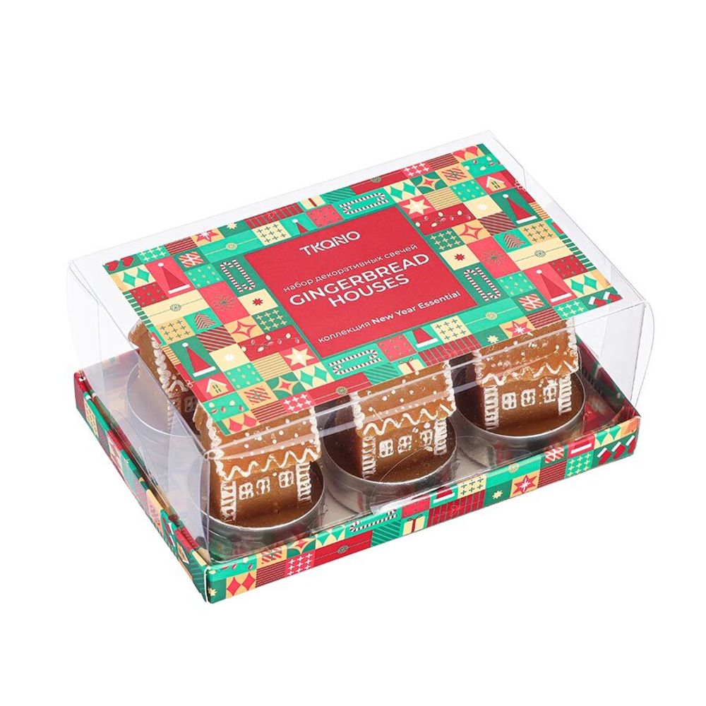Набор декоративных свечей Gingerbread houses из коллекции New Year Essential, 6 шт.