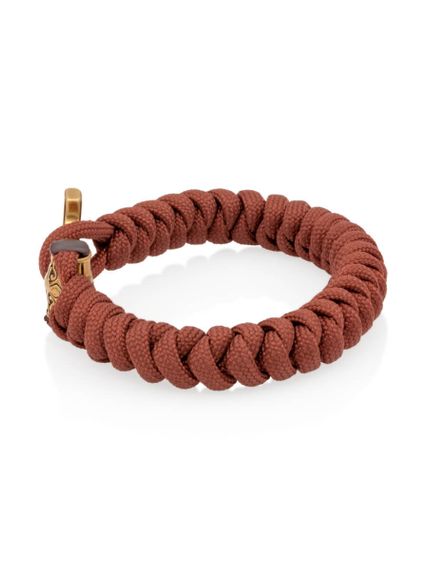 Браслет из красно-коричневого паракорда с шармом Молот тора Bayer из бронзы, вид сбоку