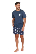 Мужская хлопковая пижама с принтом в виде мишек (Размер: M) (Цвет: синий)