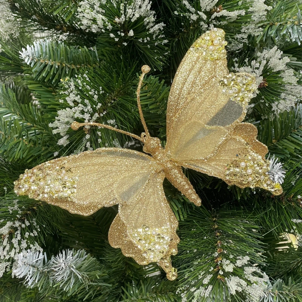 Украшение новогоднее «Бабочка - Изящный полет» 24.5*9*17 см, Шампань