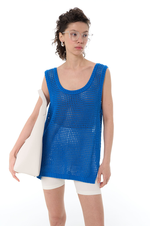 Платье-сетка, кроше, молоко