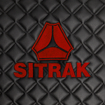 Ковры Sitrak C7H (экокожа, черный, красный кант, красная вышивка)