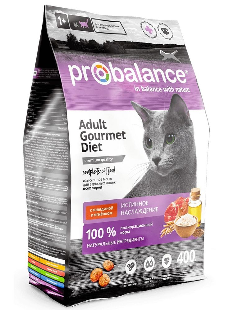 Сухой корм ProBalance Adult  для взрослых кошек, говядина и ягненок, 400 г