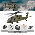 Радиоуправляемый вертолет военный WLtoys XK K170 UH-60L 6G осевой гироскоп , бесколлекторный мотор