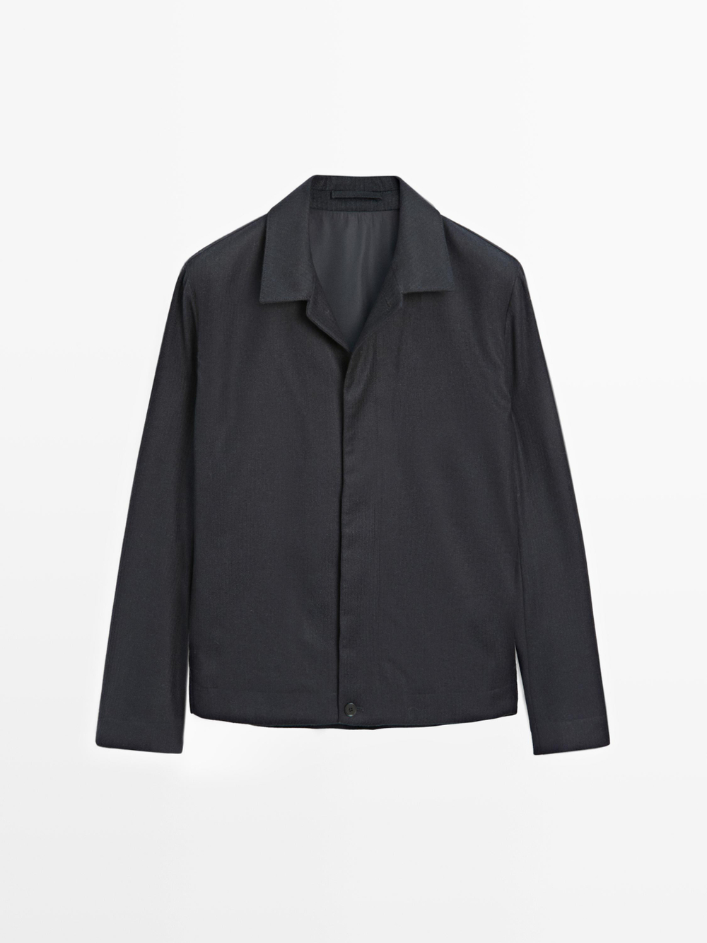 Massimo Dutti Куртка-рубашка из 100% шерсти с эффектом вельвета, темно-синий