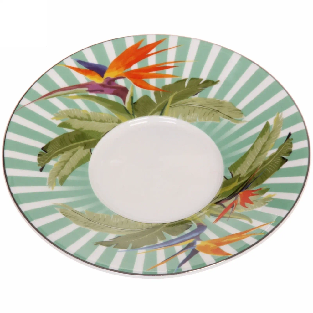 Чайная пара (зеркальная кружка 230мл+блюдце) анаморфный дизайн «Райские птицы»