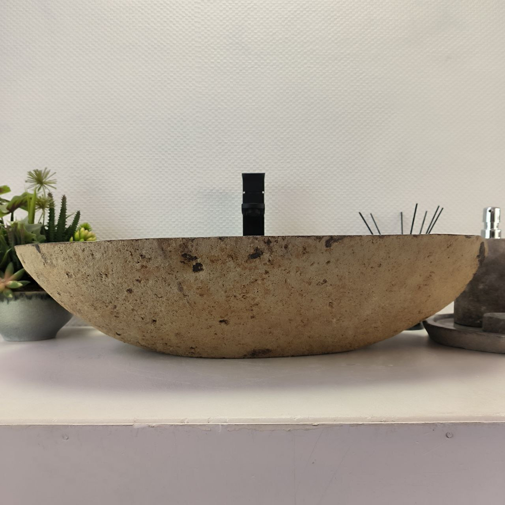 Каменная раковина из речного камня RS-63499 (66*42*16) 0124
