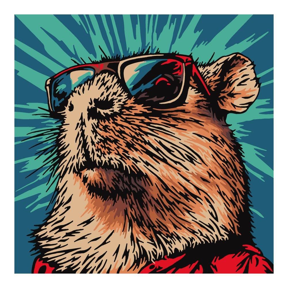 Картина по номерам на картоне для малышей 20*20см. "Крутая капибара" (Lori)