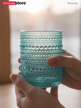 Набор стаканов 300 мл. 6 шт., стекло с фактурным орнаментом, коллекция Юпитер