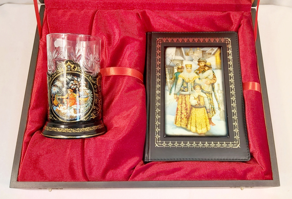 Чайный набор с ежедневником "По щучьему веленью" (Ручная роспись Палех)