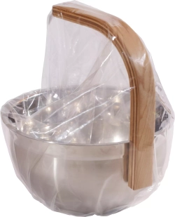 SAWO Ведро стальное 5л., ручка изогнутая кедр, 373-MD