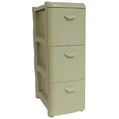 Комод узкий РОТАНГ (3 секции) белый ротанг 0,74,26х0,502м