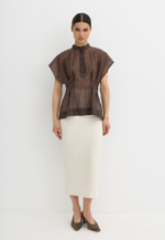 Блуза со складками, шоколадная