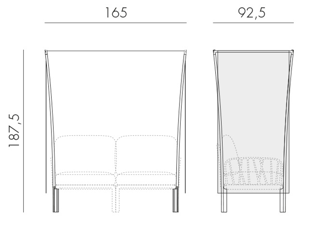 Лаунж диван двухместный с балдахином Nardi Komodo Ombra, белый, лед
