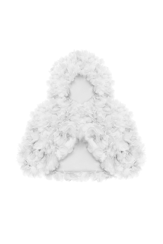 Укороченный кейп с капюшоном и цветочной отделкой