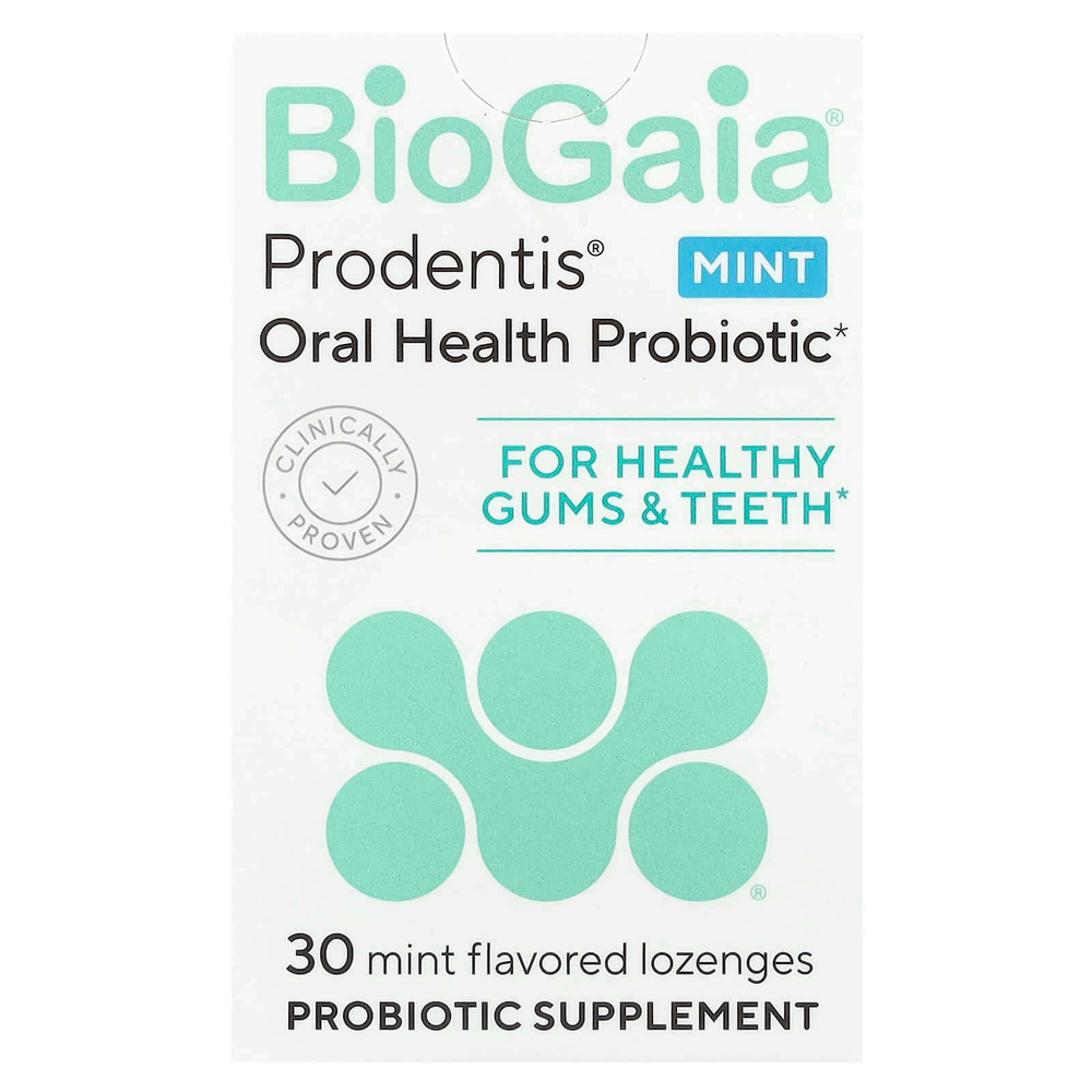 BioGaia, Prodentis®, пробиотик для полости рта, для здоровья дёсен и зубов, мятный вкус, 30 пастилок с пробиотиком