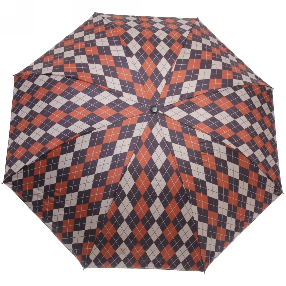 Зонт механический ветроустойчивый, матовая ручка «BESTzontik», темно-коричневый ромбик, длина 25см, d-110см