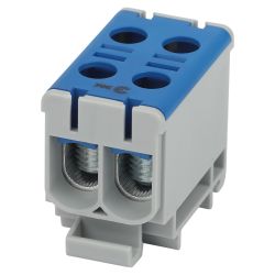 Клемма силовая вводная КСВ ЭРА NO-224-138 двойная KE66.2 6-50 мм2 синяя N | Клеммы силовые вводные КСВ, КВМ