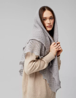 Оренбургский пуховый платок П4-110-03 серый