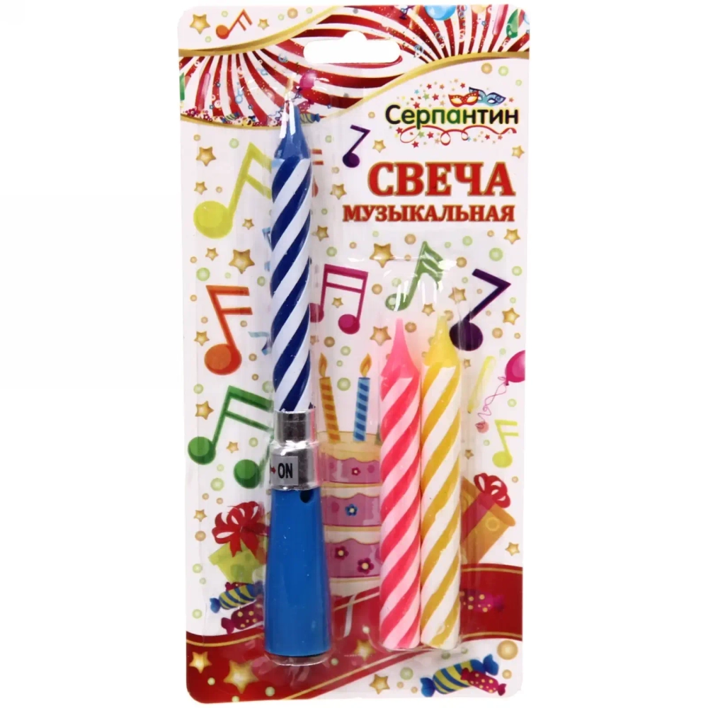 Свечи для торта «Мелодия» (набор 3 шт) 7 см (музыкальная)