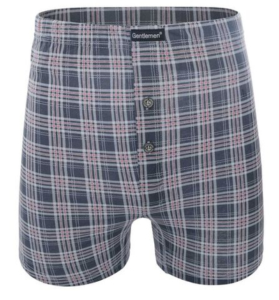 Трусы-боксеры свободного кроя в клетку (Размер: L) (Цвет: серый)