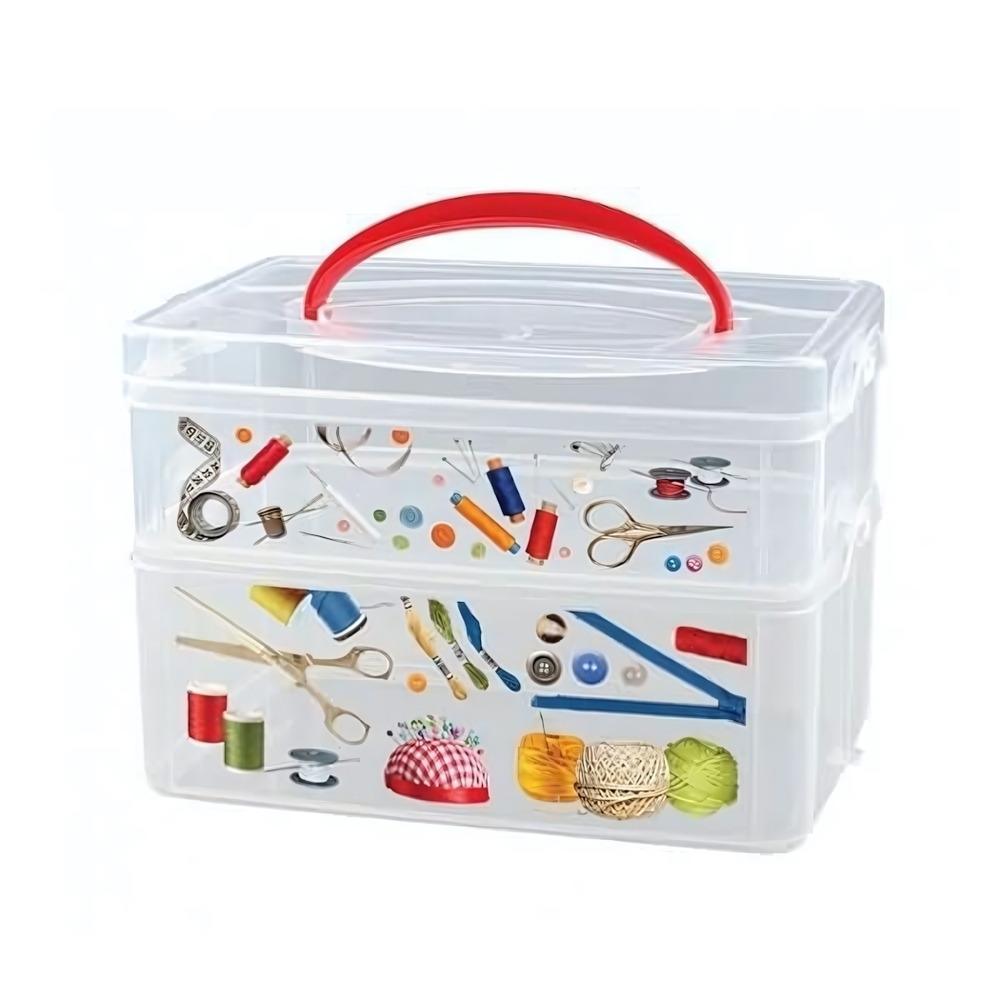 Коробка универсальная с ручкой и декором "multi box" 2 секции, 245х160х165 мм, (2л+3л) (бесцветный)