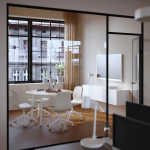 Стол для переговоров круглый - MITTZON IKEA /ИКЕА МИТТЗОН , 120х75 см, светло-коричневый/белый