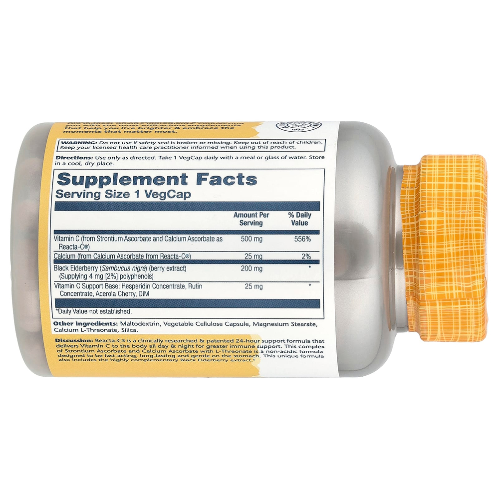 Solaray, Reacta C с черной бузиной, 120 вегетарианских капсул