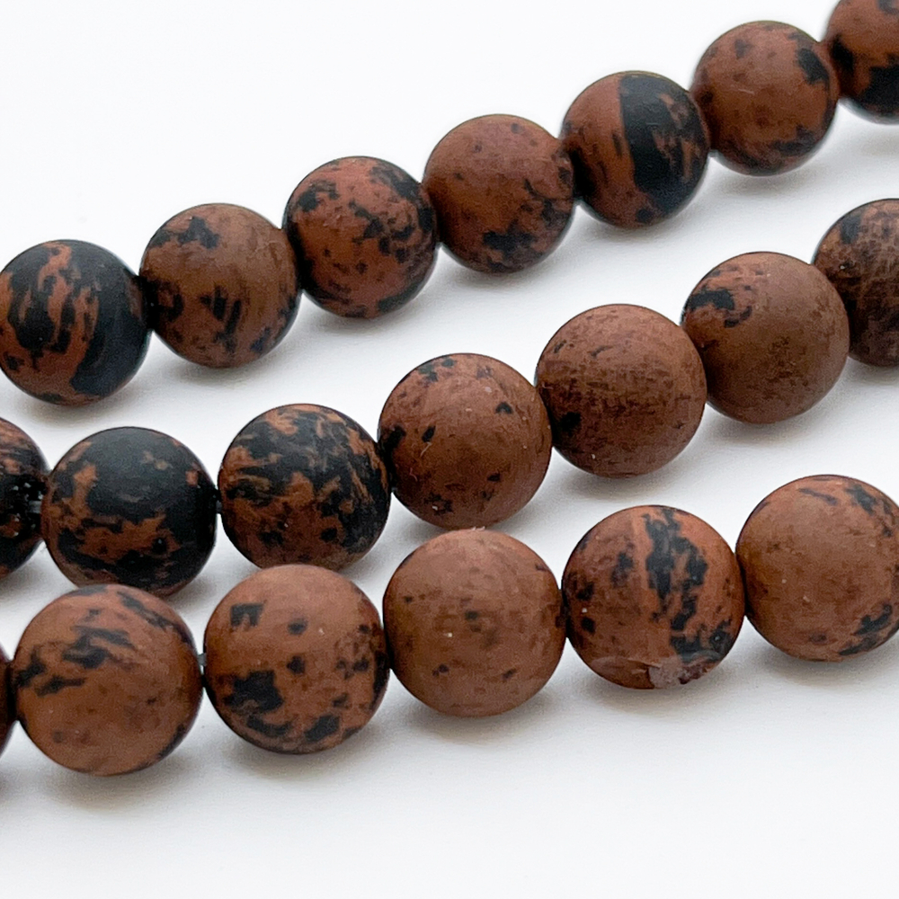 Обсидиан коричневый матовый, диаметр 10,5-10,6 мм, цена за 18 шт (1/2 нити)