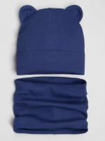 Шапка для мальчика осенняя с ушками и снуд