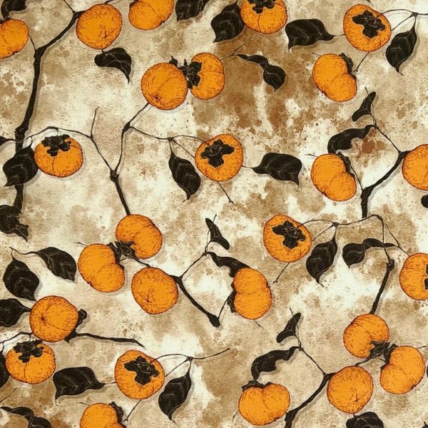 ЖЕЛТАЯ ХУРМА НА БЕЖЕВОМ - 100% хлопок 1