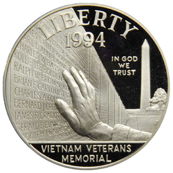 Монета 1 доллар 1994 "Мемориал ветеранов войны во Вьетнама"