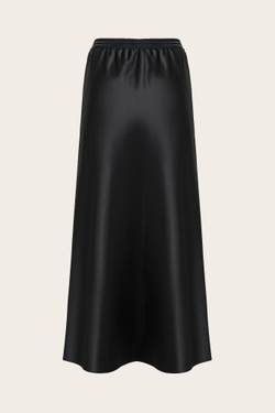 Черная сатиновая юбка в бельевом стиле