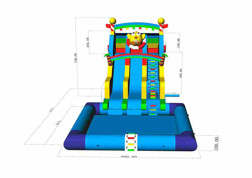 Надувная водная горка «Цыпа на волнах» с бассейном 14×8×7,3 м