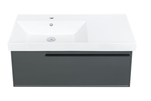 Тумба с раковиной La Fenice Elba Grigio 90 см FNC-01-ELB-G-90 левая, серо-зеленая матовая