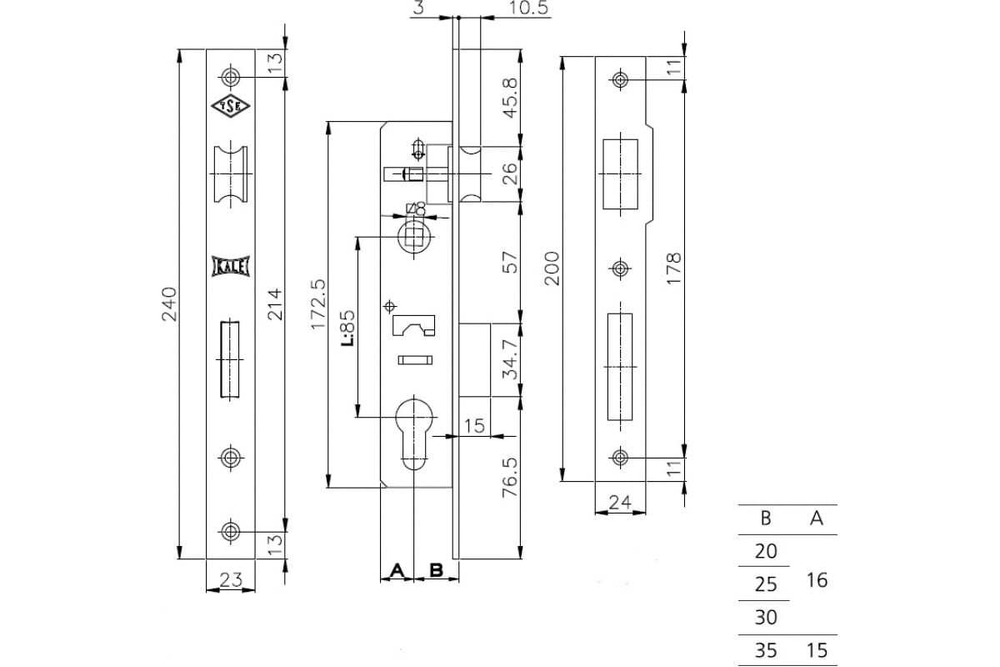 ЗАМОК НИКЕЛИРОВАННЫЙ KALE 153 (25) Б/Ц 15325000015