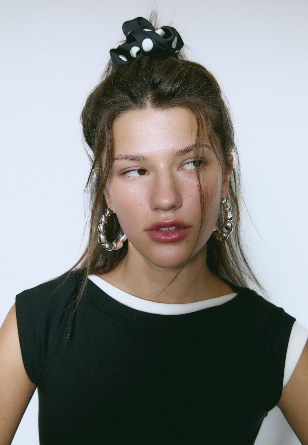 STRADIVARIUS Набор из 3 резинок для волос в горошек, черный