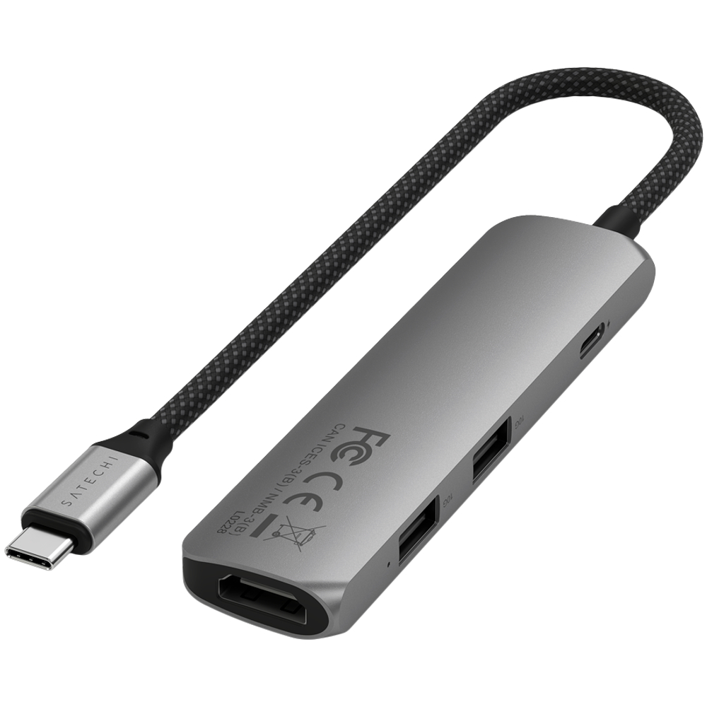SATECHI 4-in-1 USB-C Slim Multiport Adapter 4K (Space Grey)