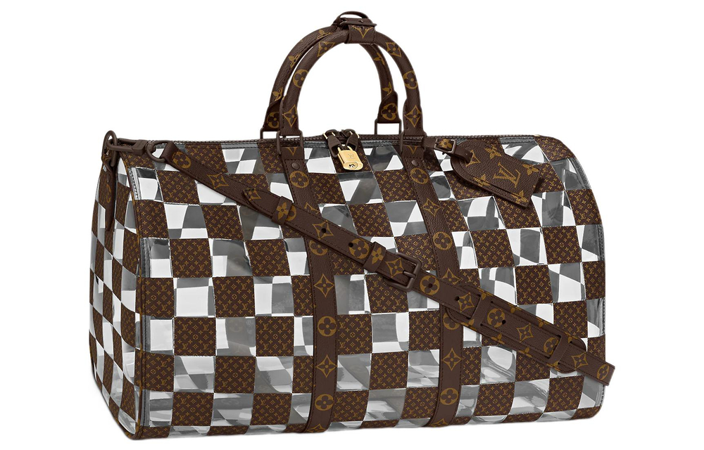 LOUIS VUITTON Keepall Bandouliere 50 Monogram Chess Brown/Clear