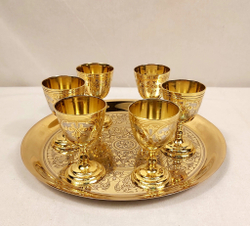 Набор рюмок с блюдцем на 6 персон Златоуст