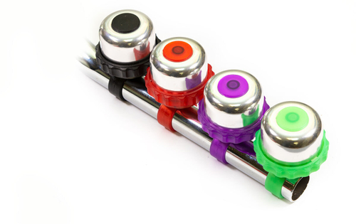 Звонок механический шестерёнка d 48мм алюминий-пластик, серебристо-красный