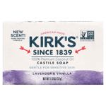 Kirk's, 100% кастильское кусковое мыло премиального качества с кокосовым маслом, лаванда и ваниль, 32 г (1,13 унции)