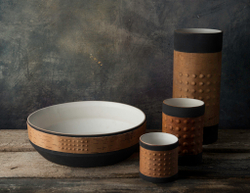 Кружка малая фарфоровая без ручки с берестой. Коллекция Dots (Пупырышки или Точки)