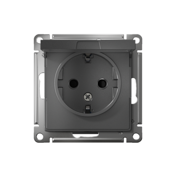 Розетка 1-м СП AtlasDesign 16А IP20 с заземл. защ. шторки с крышкой механизм сталь SE ATN000946