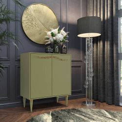Комод Арт Колор matte Классик Голд с 2 полками Зеленая олива матовый