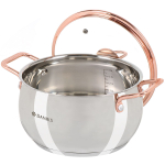 Кастрюля нерж, 3.4 л, крышка стекло, Daniks, Карлин, GS-01332G-20, индукц