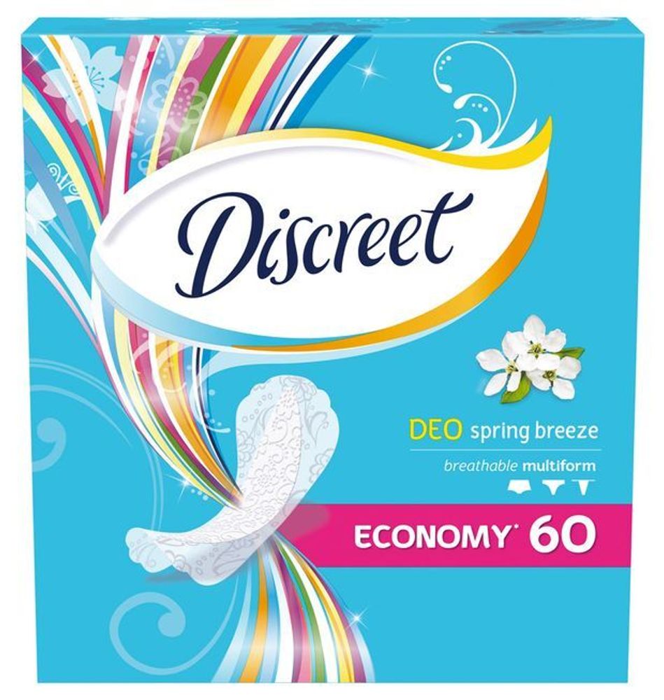 Alldays Discreet Прокладки женские гигиенические Deo Spring Breeze Multiform Trio, ежедневные, 60 шт