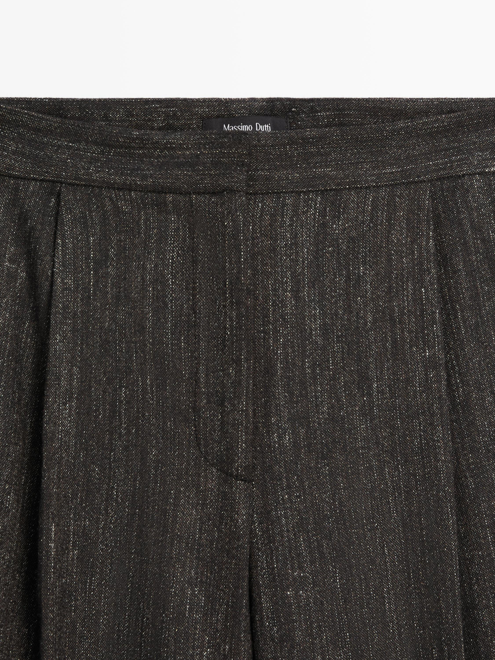 Massimo Dutti Брюки из меланжевой ткани с выточками, черный