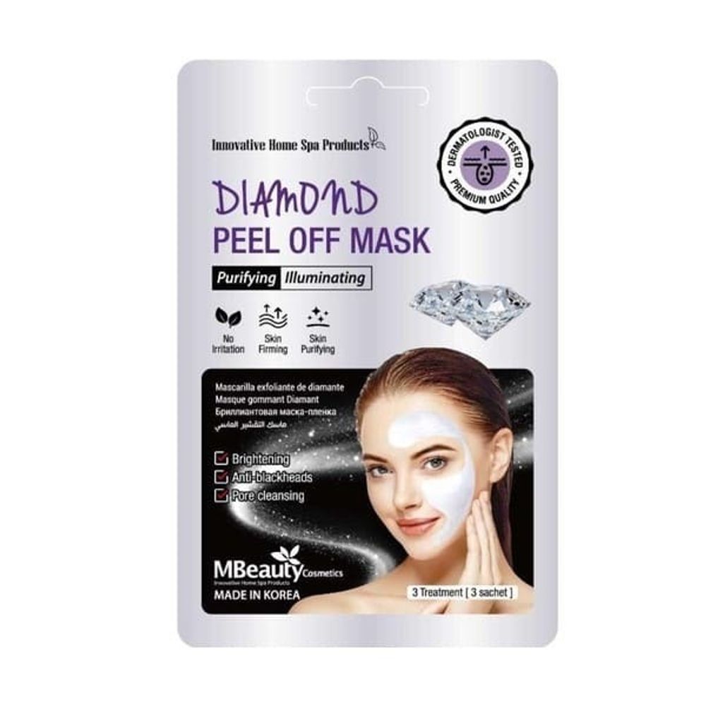 Маска-пленка для лица MBeauty Diamond Peel Off Mask очищающая поры с бриллиантовой пудрой 7 г х 3 шт